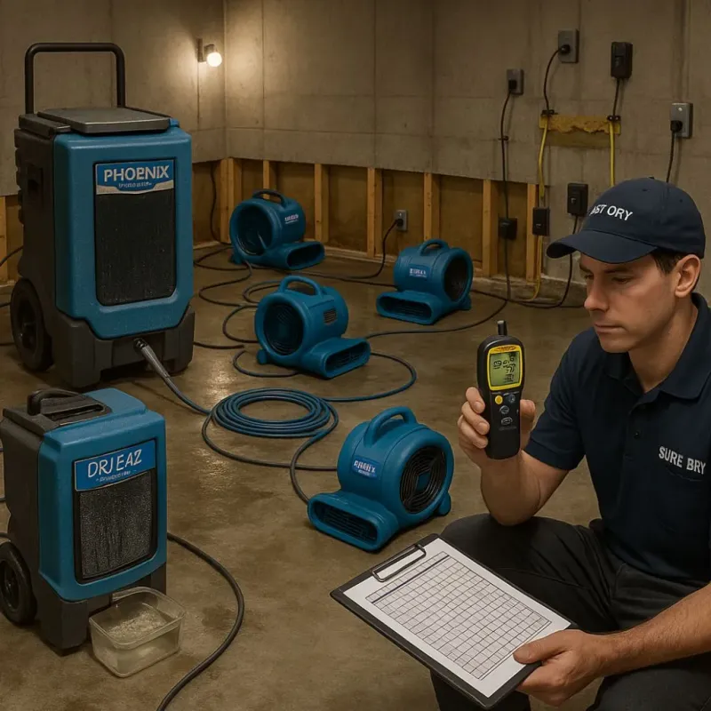 Structural Drying and Dehumidification process in Seven Points, TX